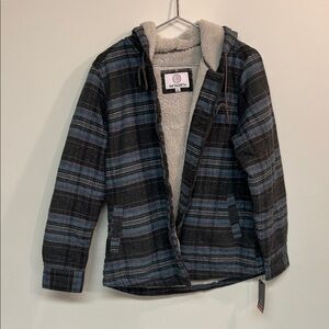 Women's Plaid Ski Jacket - Black and Blue